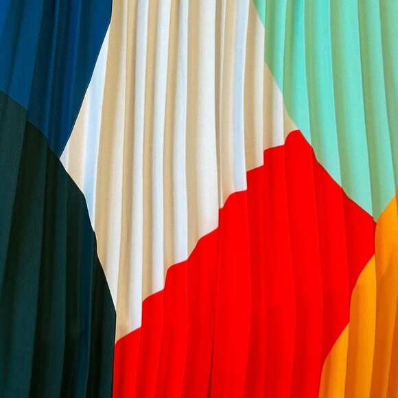 Skies are Blue SZ XS Color block pleated mid/maxi skirt Modern 80's Maximalism - Picture 5 of 9